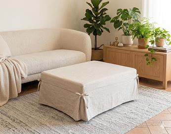pouf letto in cotone beige