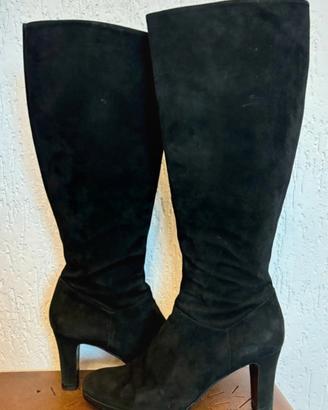 Stivale camoscio tacco alto
