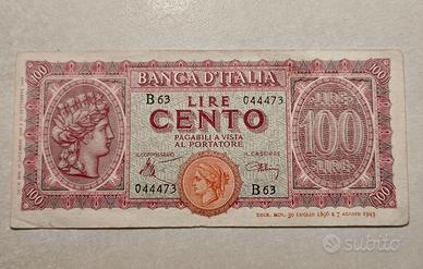 100 Lire Italia Turrita - Testina 10/12/1944