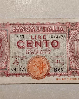 100 Lire Italia Turrita - Testina 10/12/1944