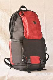 Lowepro Fastpack 100, zaino rosso e nero