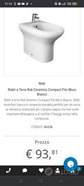 bidet Filo Muro Marca Rak
