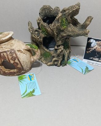 Set 2 decorazioni BPS in resina acquario NUOVI