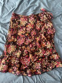 Gonna Trussardi Jeans nera a fiori rosa tg. 46