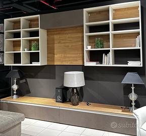 Libreria mobile soggiorno modulare bianco legno