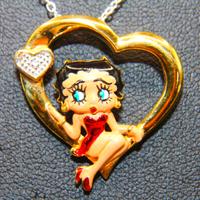 "Betty Boop" stupenda collana ciondolo oro su arge