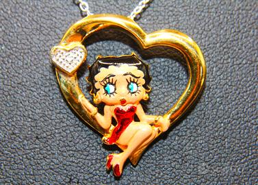 "Betty Boop" stupenda collana ciondolo oro su arge