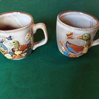 Set 2 tazze Country ceramica dipinte a mano