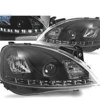 FARI PER OPEL CORSA C 00-06 LUCE DIURNA A LED NERI