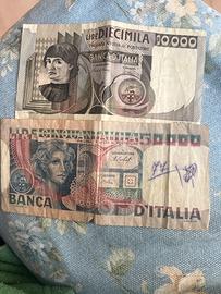 Banconota 10000 lire e 50000 lire