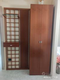 Mobile da ingresso in legno pieno color ciliegio