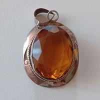 Antica collana quarzo citrino su argento 