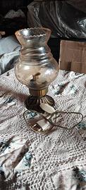 Lampada da tavolo bronzo,rame e vetro soffiato 