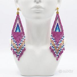 Orecchini vintage frange etnici afro artigianali