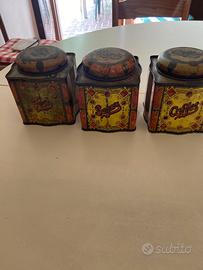 Set 3 barattoli cucina in latta vintage anni 70