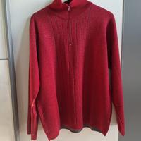 Maglione uomo rosso zip collo taglia M