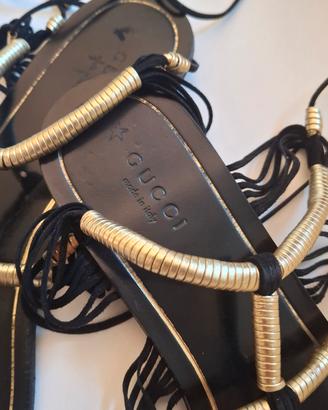 gucci sandali in pelle e oro tg 37