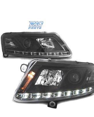 FARI AUDI A6 C6 04-08 CON DRL VERI NERI