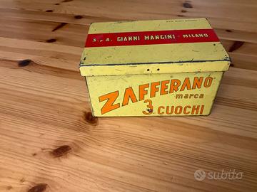 Scatola di latta anni 50 Zafferano 3 Cuochi