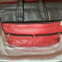 BORSA VERA PELLE ROSSA/MARRONE