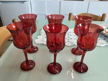 Set da 6bicchieri rossi vetro di venezia