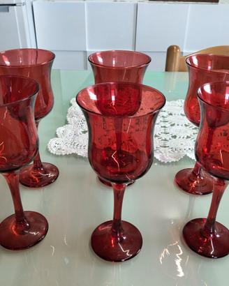 Set da 6bicchieri rossi vetro di venezia