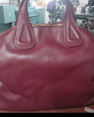 Borsa a bauletto vera pelle bordeaux