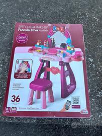 Specchiera trucco bambina con sgabello e accessori
