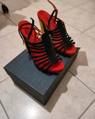 Sandali Lusso Santoni Camoscio Multicolor Tg 37.5 