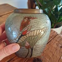 vaso/ vasetto in ottone con colibrì