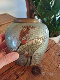vaso/ vasetto in ottone con colibrì