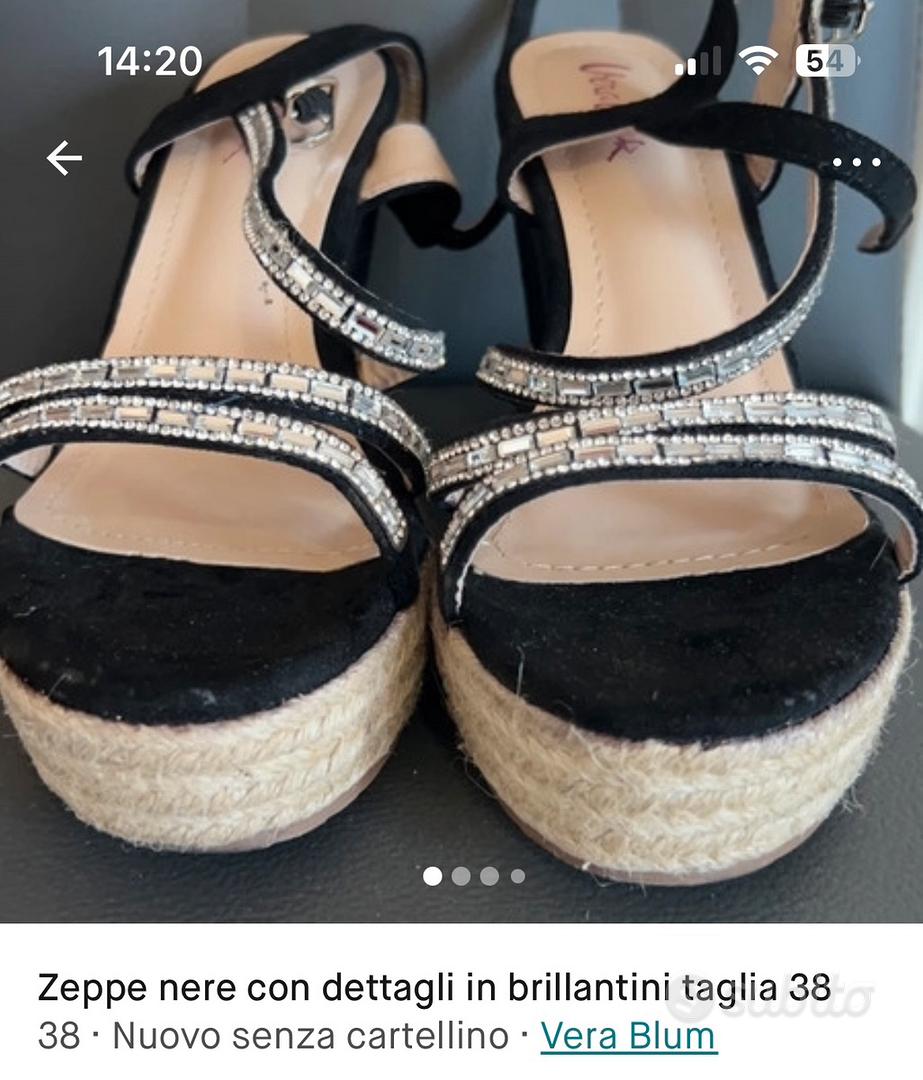 Zeppe nere con dettagli brillantinati numrro 38 Abbigliamento e