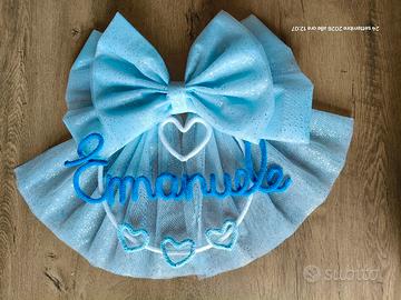 fiocco nascita con tulle cameretta  newborn boy