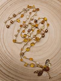 Collana lunga hadmade libellula dorata 