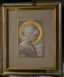 Quadro in bassorilievo su lastra d'argento 925/100