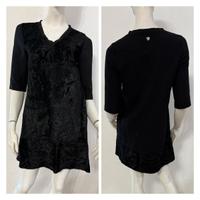 TWIN SET Vestito abito nero in velluto e lana