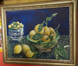 NATURA MORTA DIPINTO SU MDF E CORNICE 