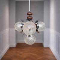 Lampadario vintage anni 60/70 con vetri a spirale