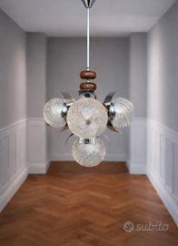 Lampadario vintage anni 60/70 con vetri a spirale