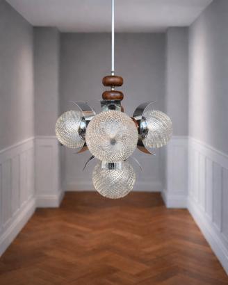 Lampadario vintage anni 60/70 con vetri a spirale