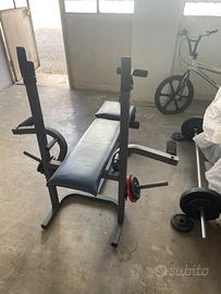 sacco boxe panca bilanciere e dischi ghisa