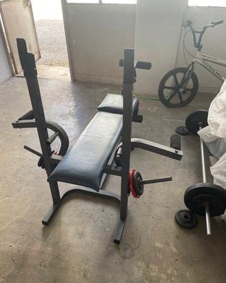 sacco boxe panca bilanciere e dischi ghisa