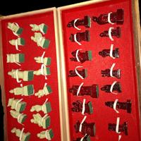 scacchiera cinese vintage in legno 