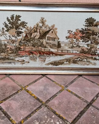 QUADRO ARAZZO CON CORNICE IN LEGNO stile shabby ch