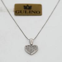 Collana oro bianco 18kt con cuore di zirconi E.155