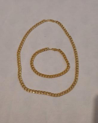 Parure bracciale e collana cubana nuova 