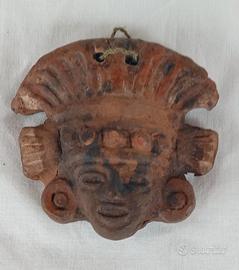 antica maschera Maya Azteca terracotta 