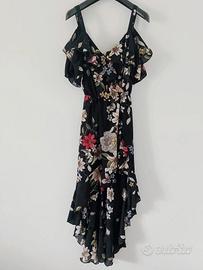 Abito asimmetrico a fiori con volant Pittarello