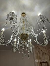 Lampadario in cristallo con pendenti Swarovski
