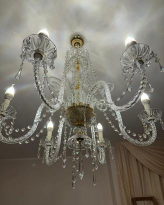 Lampadario in cristallo con pendenti Swarovski